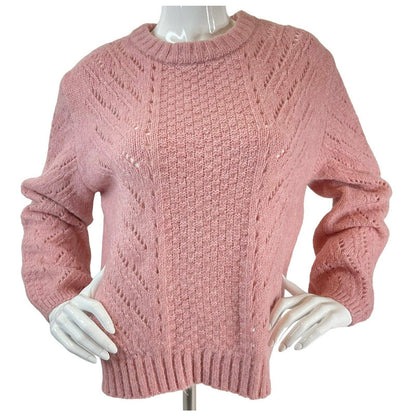 Elodie Pointelle Pullover Crew Neck Sweater Sz Small in Mauve Pink NWT