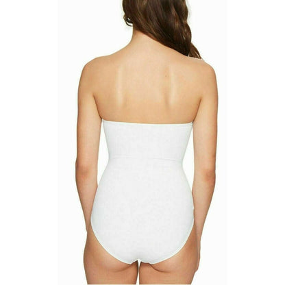 Tommy Bahama Pearl V Wire Bandeau 1 Piece Swimsuit Bathing Suit White Size 4