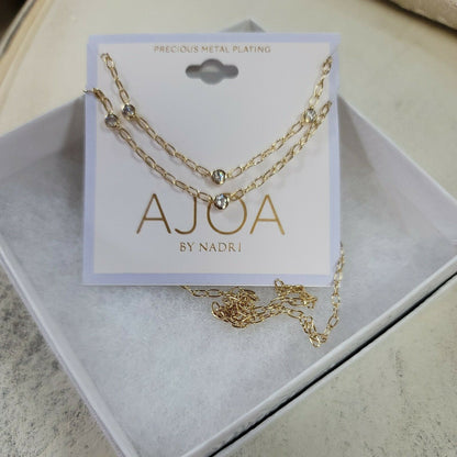 NADRI Ajoa Lynx Cubic Zirconia Layered Necklace up to 18" Gold-Plated MSRP $75