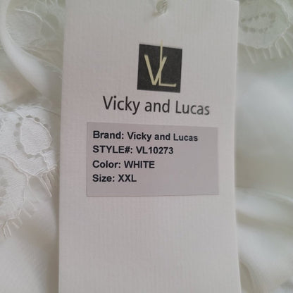 Vicky & Lucas Sleeveless Square Neck Backless Maxi Dress Lace Front White Large