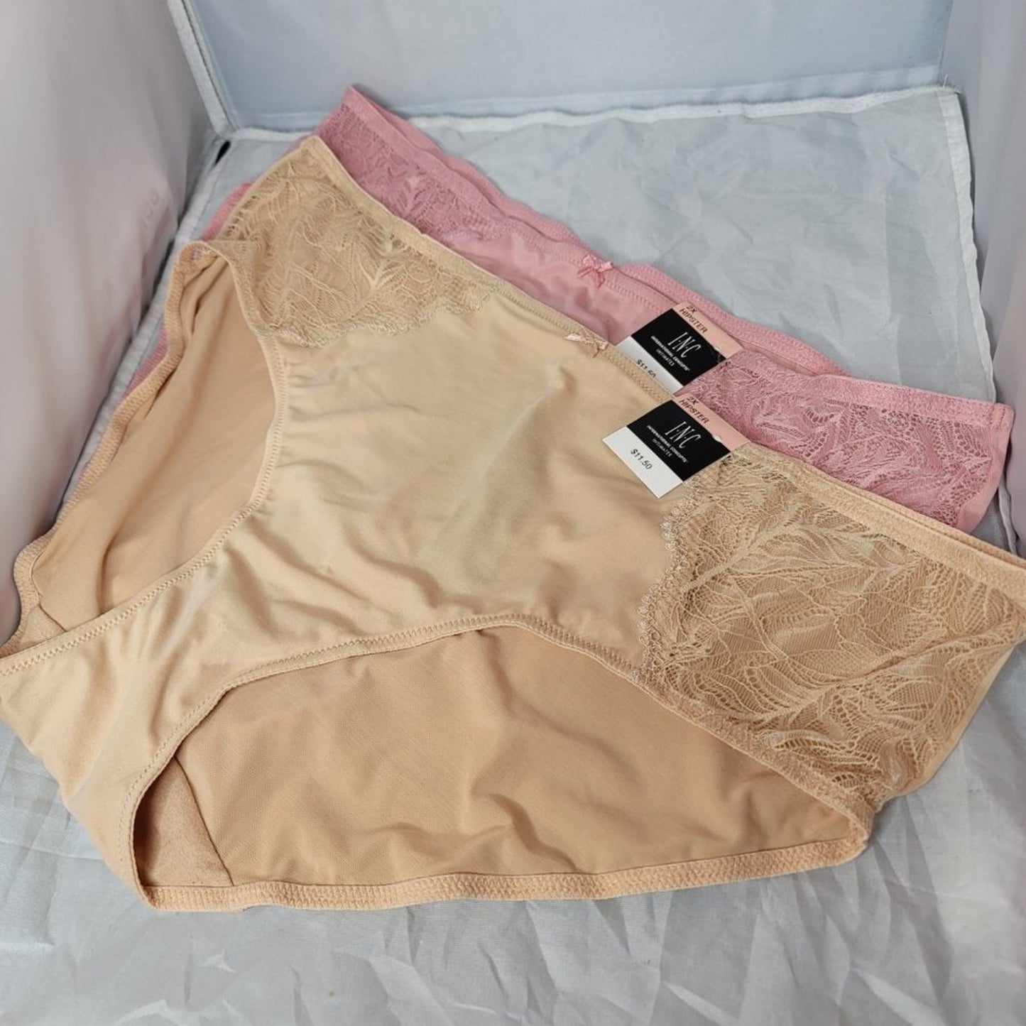 INC Plus Size 2X Lace Trim Sissy Hipster Underwear 2 Pack