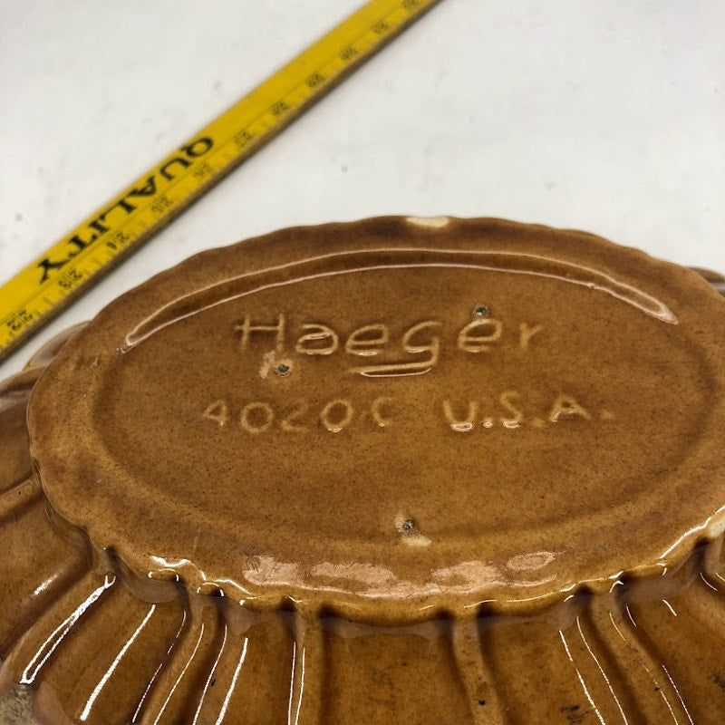 Haeger Oval Drip Glaze Brown Yellow Pottery Bowl Planter Console Dish