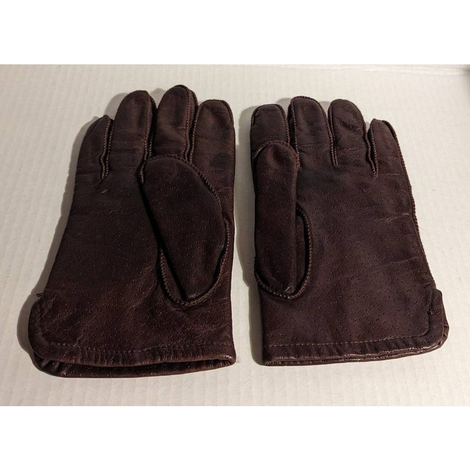 Fownes Brothers Vintage Brown Speckled Genuine Leather Gloves Lined Mens Winter