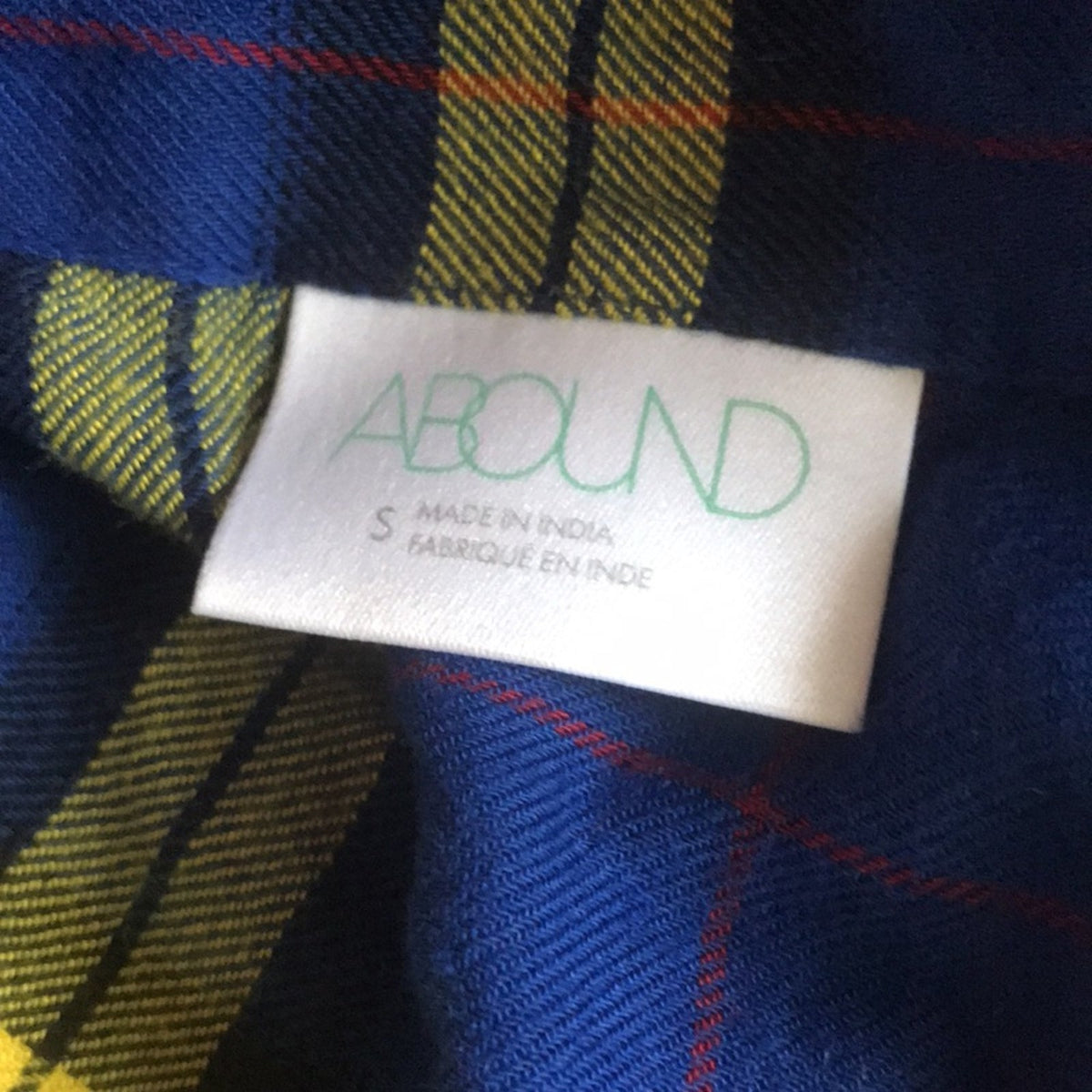 Abound Yellow Blue Plaid Button Down Shirt Small WOMENS long sleeve blue yellow