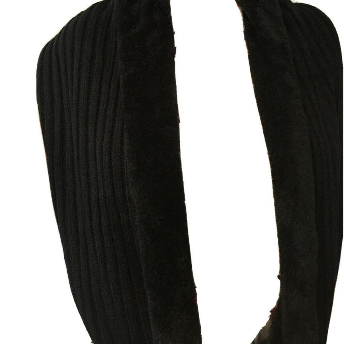 DKNY Fleece-Lined Black Knit Infinity Scarf Length 29in