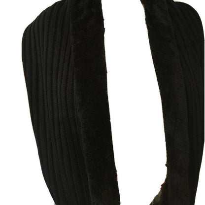 DKNY Fleece-Lined Black Knit Infinity Scarf Length 29in