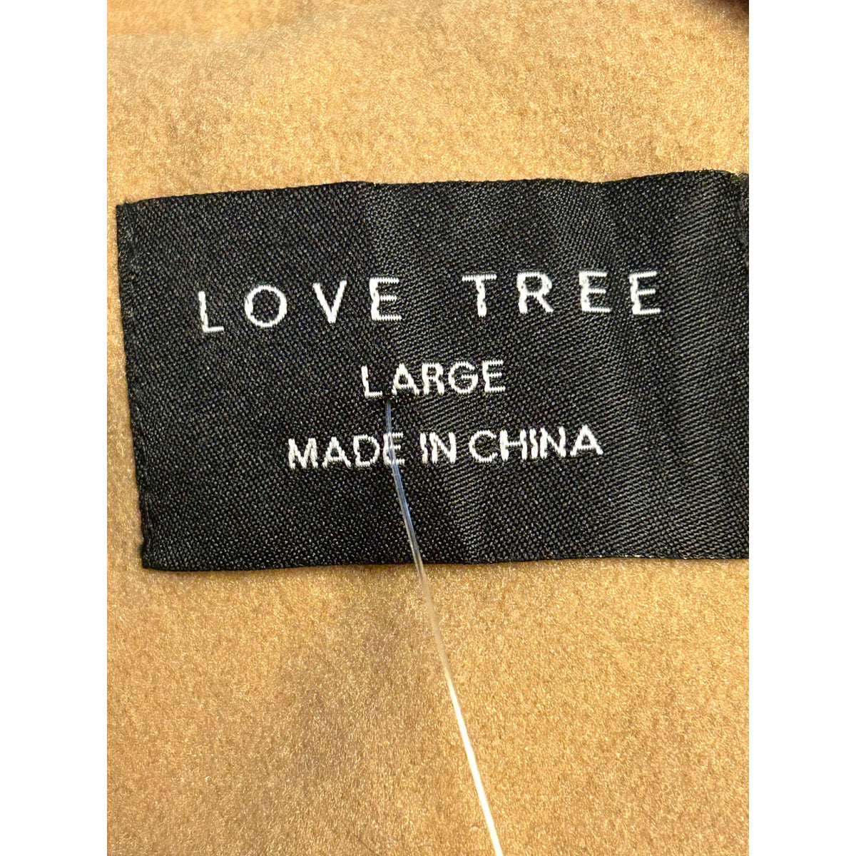 Love Tree NWT Natural Belted Woven Hooded Coat In Camel Tan Size Large NO BELT