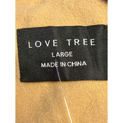 Love Tree NWT Natural Belted Woven Hooded Coat In Camel Tan Size Large NO BELT