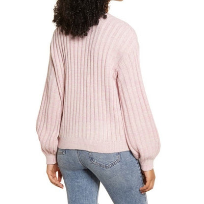 BlankNYC Women's Cable Knit Pullover Sweater Medium Lilac Mist Heather NWT Crew