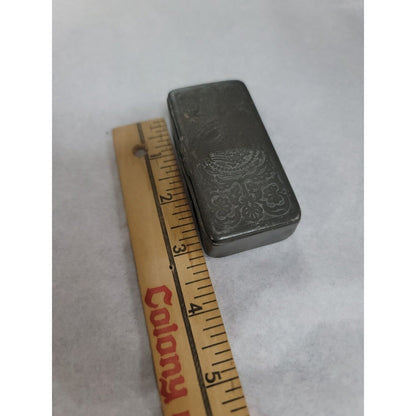 Antique Pewter Snuffbox Snuff Box Raised Floral Jardinière w/ Flowers Lid Design