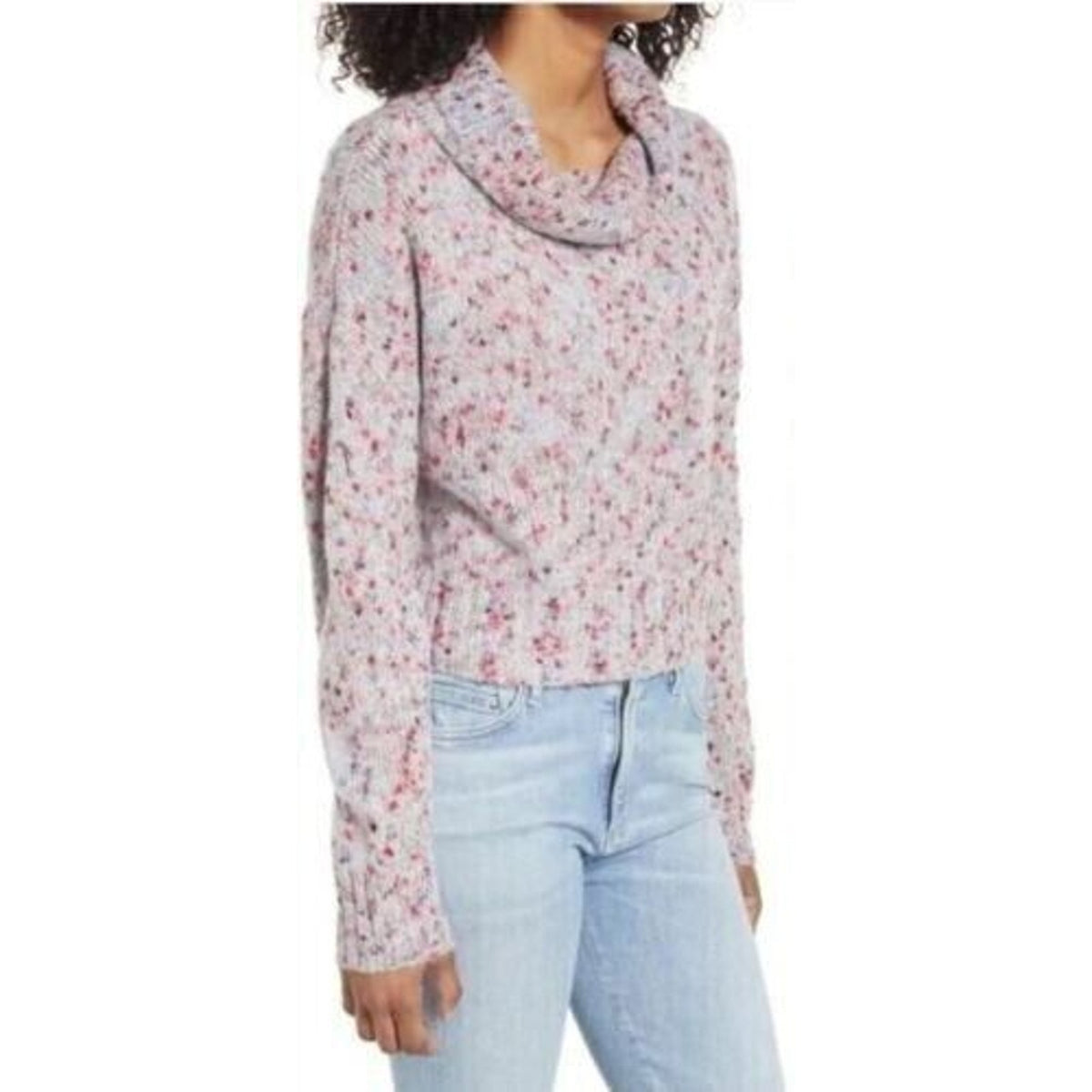 BP. Women's Slouchy Cowl Neck Sweater Size Large Multicolor Confetti NWT Crop