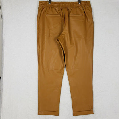 Halogen Atlantic Pacific Faux Leather Pull On Pants Size XXL/2X Camel Brown NWT