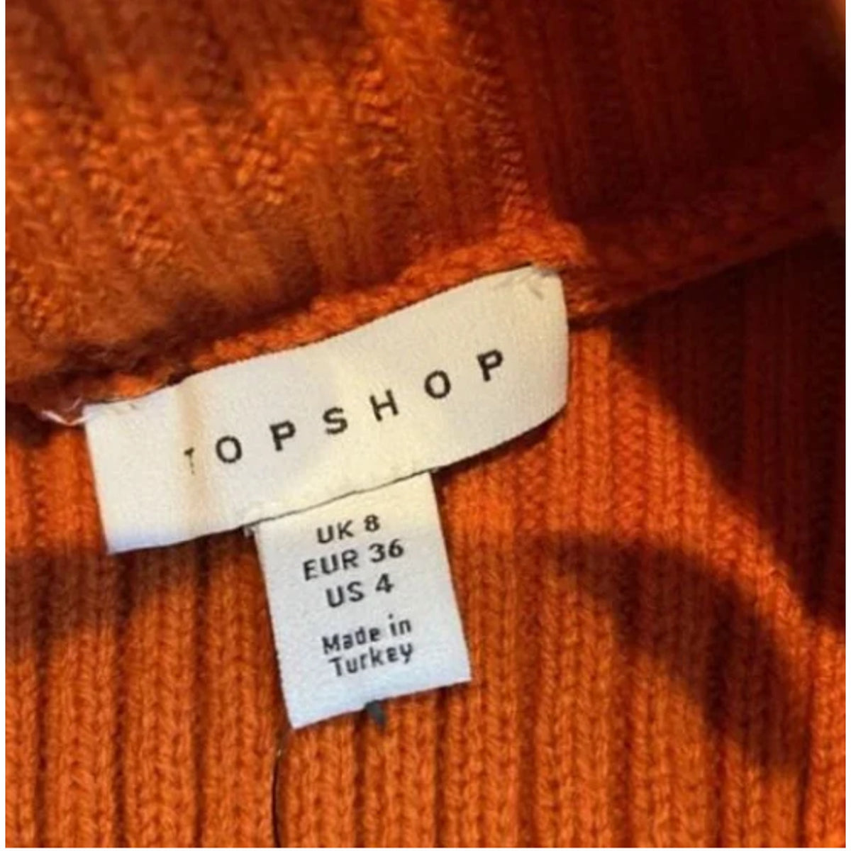 Topshop Womens Ribbed Sweater Pullover Sz 4 Orange Long Sleeves Mock Neck NEW