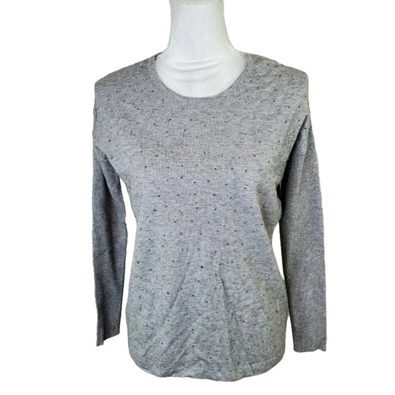 Matty M Women's Top XS/Extra Small Heather Grey NWT Shiny Studded Bead Front