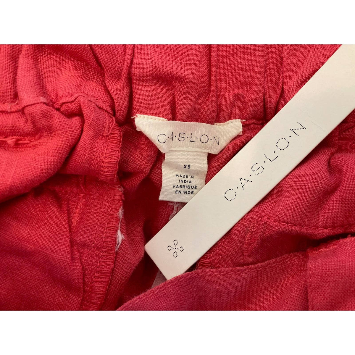 Caslon Linen Pull On Tie Belt Flare Leg Pants Sz Extra Small/XS Red Chateau NWT