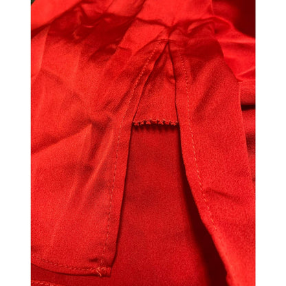 Laundry By Shelli Segal Blouse Large Goji Red NEW Bishop Sleeve Cross V-Neck top