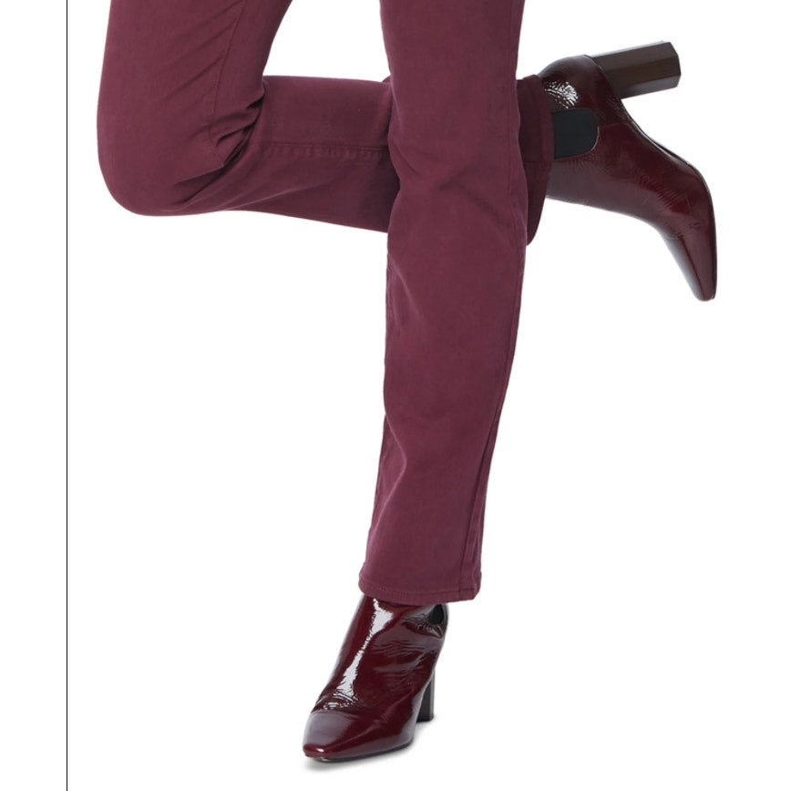 NYDJ Women's Jeans Marilyn Straight Size 4 Deep Merlot Burgundy NWT Ankle
