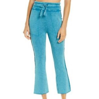 FP Movement Cropped Pants Size Small Blue Drawstring Wasit Pockets Joggers