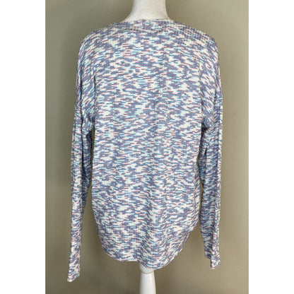 Code x Mode Boho Pullover Sweater Long Sleeve V-Neck Color Blocked Blue Size XS