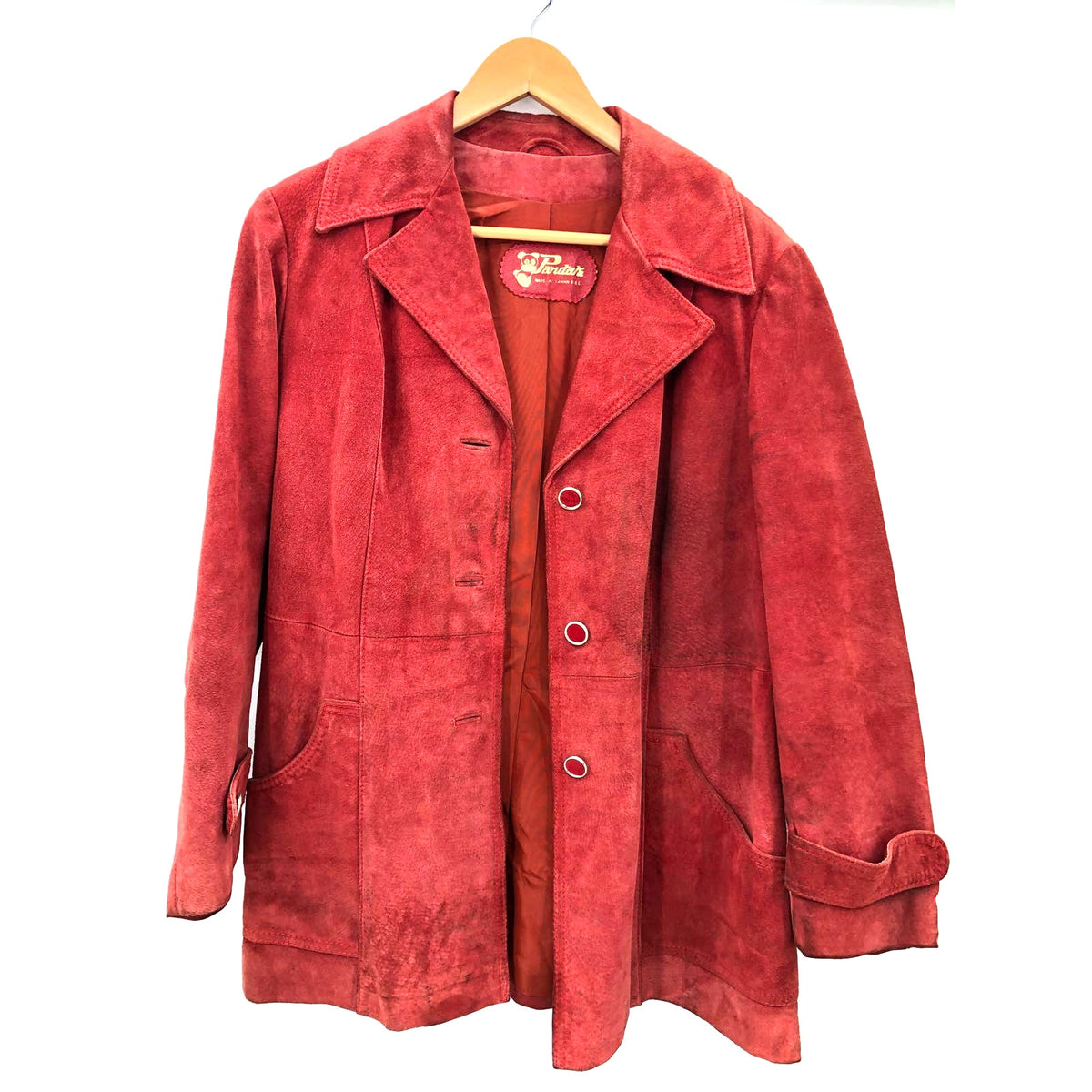 Vintage Pandara Sz 16 Red Suede Real Leather Jacket Womens