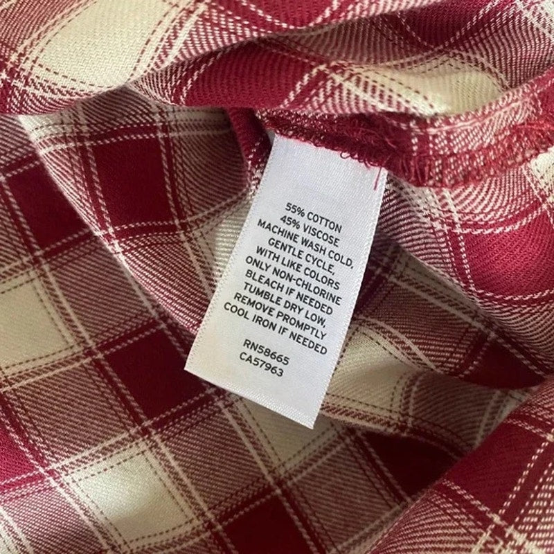 ABOUND Red & White Tibetan Dobby Plaid size Medium NEW Raw Fringe Hem Crop Top