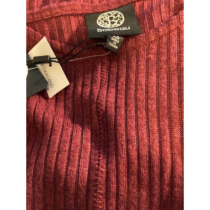 Bobeau 3/4 Sleeve Side Vents Ribbed Tunic Top Sz XS/Extra Small Windsor Wine NWT