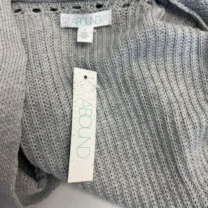 Abound Open Front Cardigan Sweater Ribbed Small Light Gray NWT Pointelle Accent