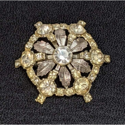 Formal MCM Starburst Floral Rhinestone Brooch Pin Silver Tone Vintage wedding