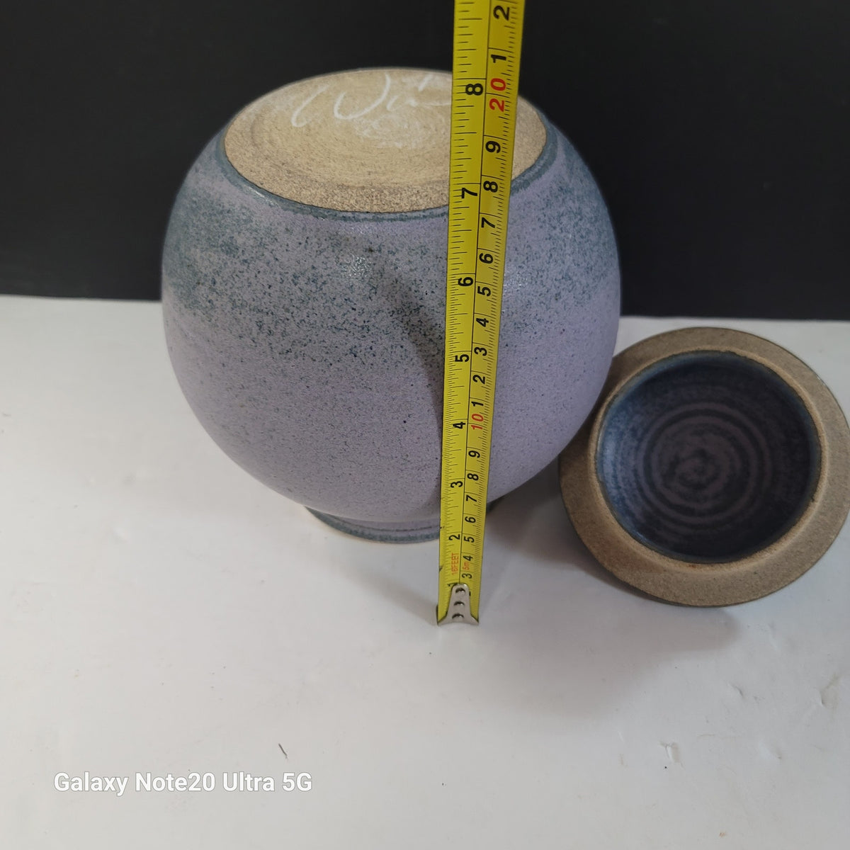 Purple ginger jar with lid studio art pottery Signed Cookie Snacks Herb Stash