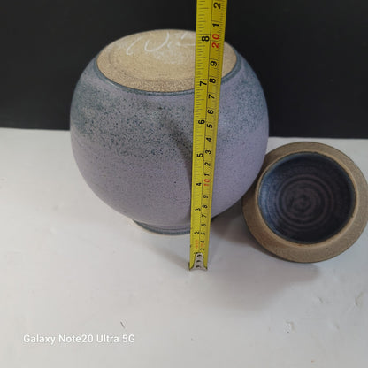 Purple ginger jar with lid studio art pottery Signed Cookie Snacks Herb Stash