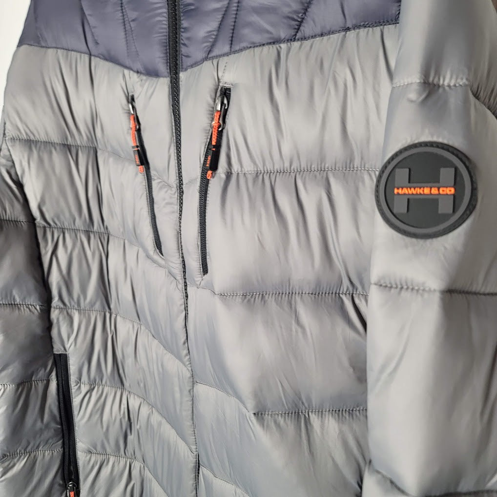 Hawke Co Sport NEW Performance Blue Gray Puffer Large Jacket Coat Full Zip Mens