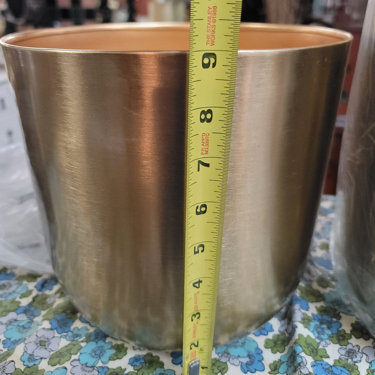 Pair Metal Goldtone Brushed Planters NEW Set of 2 Nesting