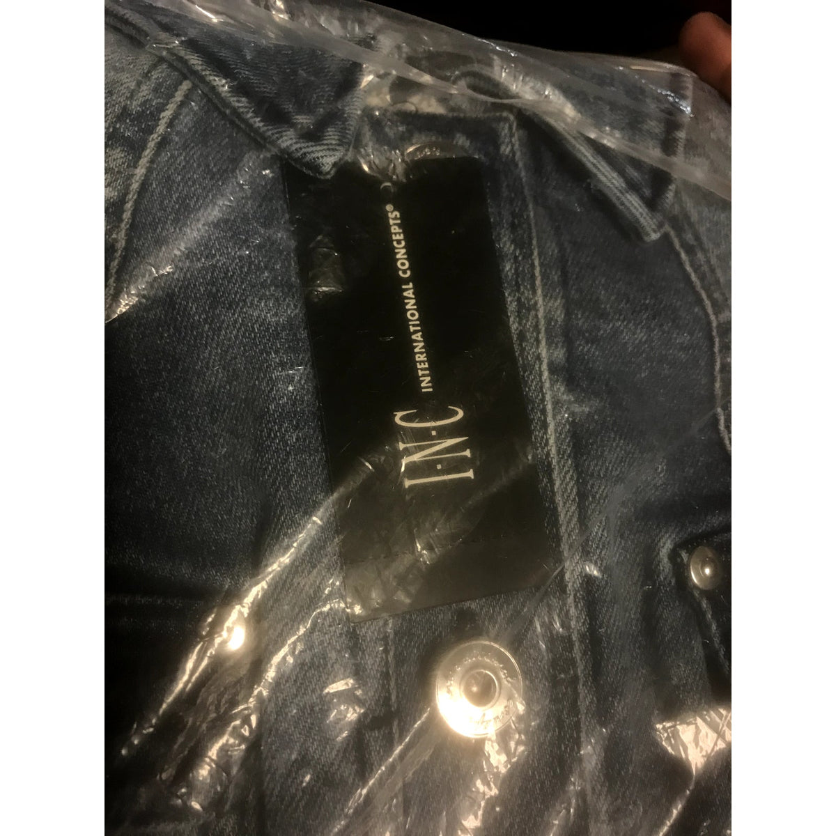 INC International Concepts Layered-Look Denim Hoodie Jacket Lt Indigo Small NWT
