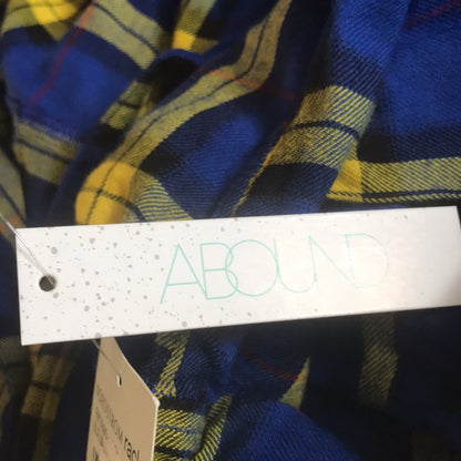 Abound Yellow Blue Plaid Button Down Shirt Small WOMENS long sleeve blue yellow