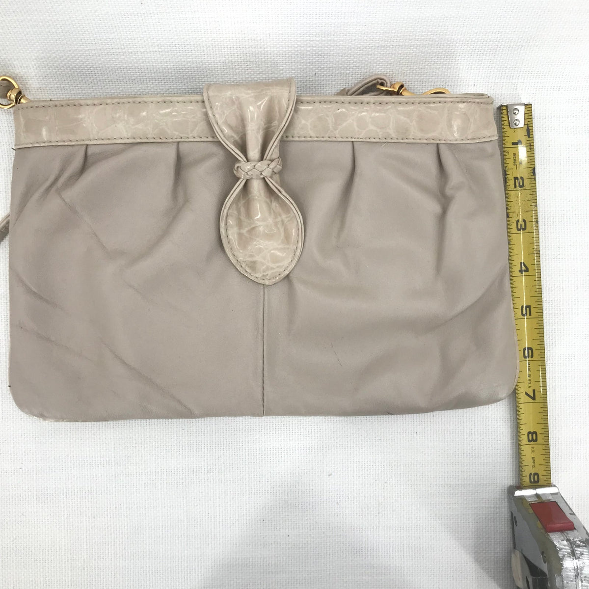 Leather Vintage Faux Leather Crossbody Bag Snap Closure Tan Clutch 1970s