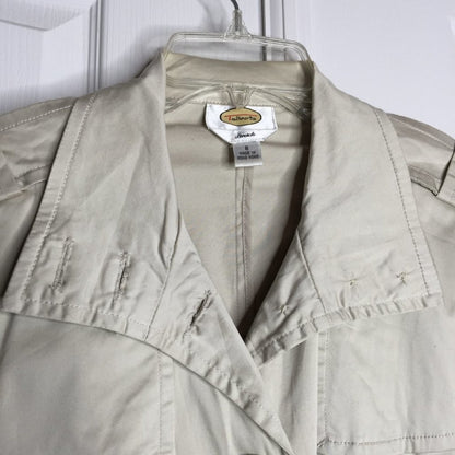 Talbots Stretch 4 Button Blazer Jacket Long Sleeve Two Front Pockets Tan Size 8