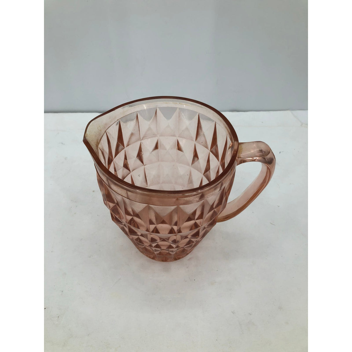 Jeannette Glass WINDSOR DIAMOND Pink Pitcher 52 oz Depression Glass VINTAGE
