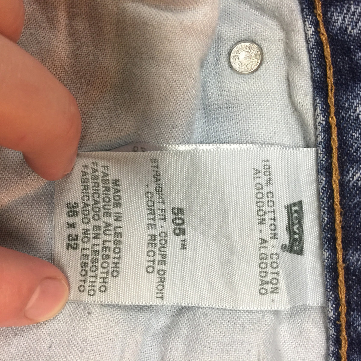 Levi's 505 Vintage Straight Fit 36" x 32" Pants Trouser 12" Rise Blue Jean Denim