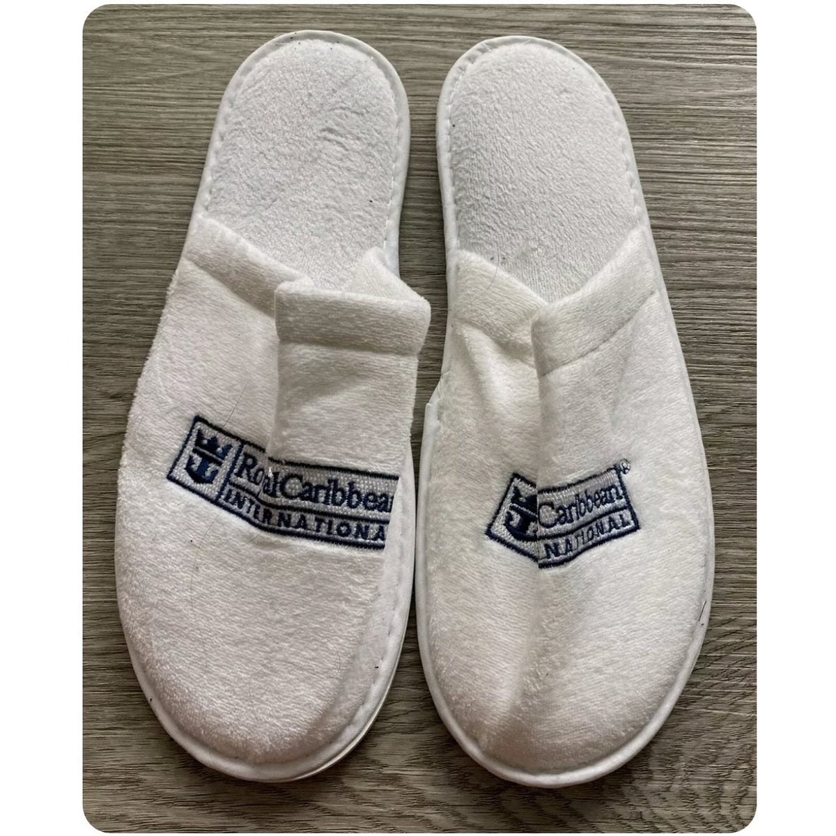 Royal Caribbean Embroidered Logo NEW XL slippers White Blue Cruise Ship Boating
