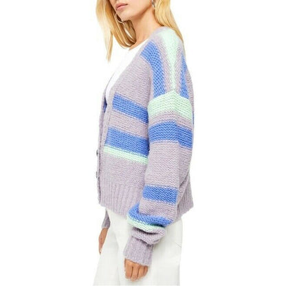 Free People Fine Time Knit Cardigan Sweater Long Drop Shoulder Sleeves X-Small