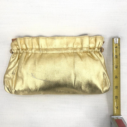 Vintage Women's Party Clutches Hand Purse Kiss Locked Gold Chain Size One