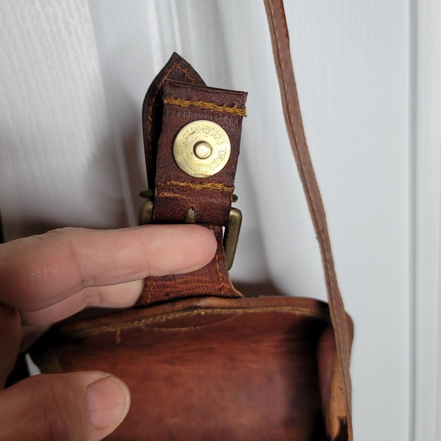 Shoulder Bag vintage Purse Sling Camel Leather Adjustable Strap Small Crossbody