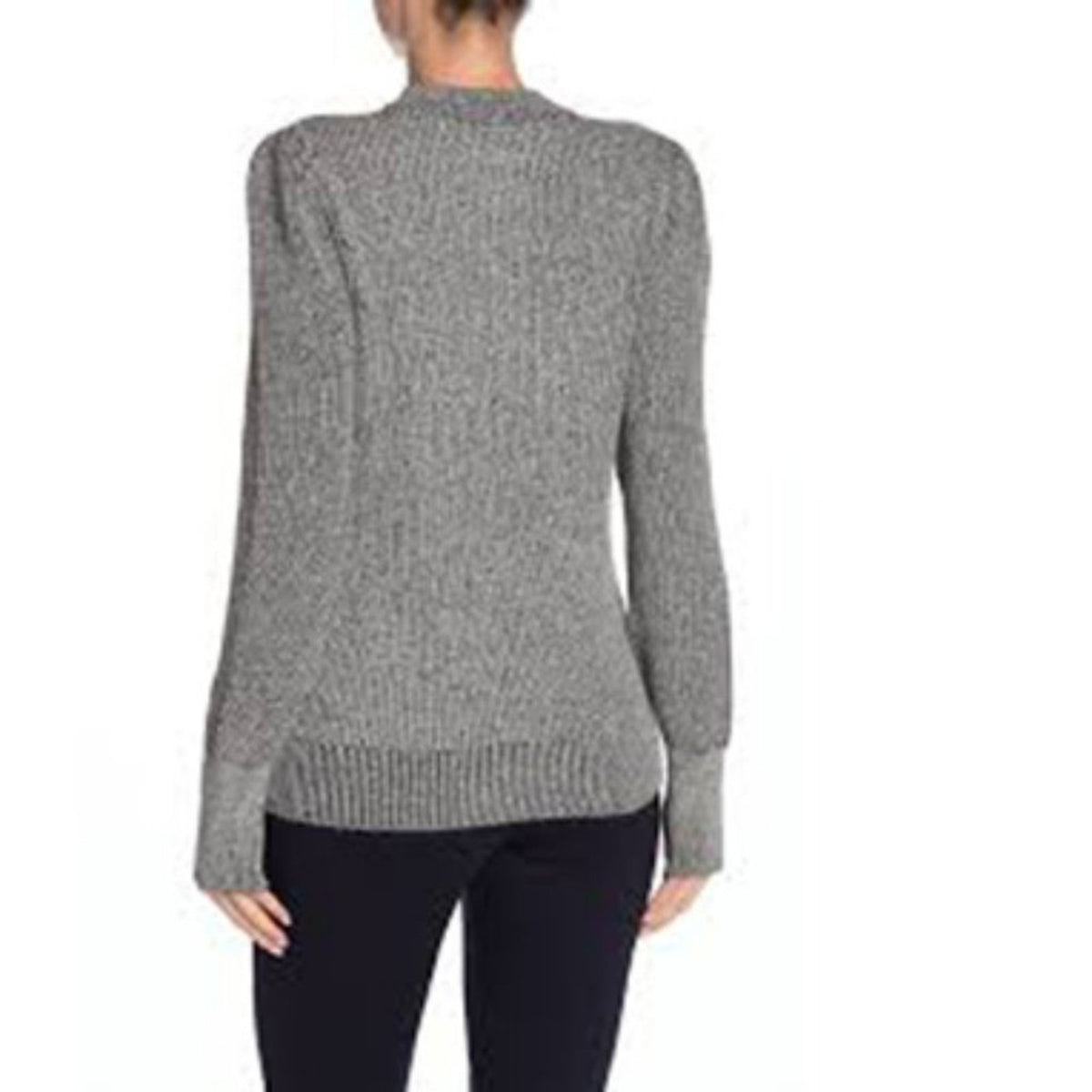 Free Press Pullover Sweater Plaited Long Sleeve Sweater Mock Neck Black Size XL