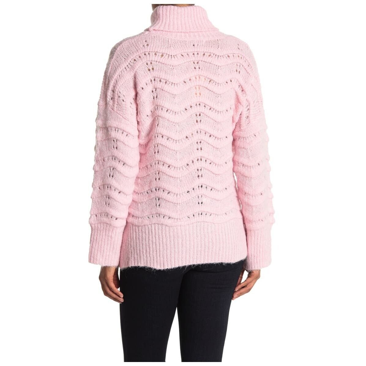 Frnch Paris NWT Cable Knit Turtleneck Sweater Pink F07 Size Small /Medium