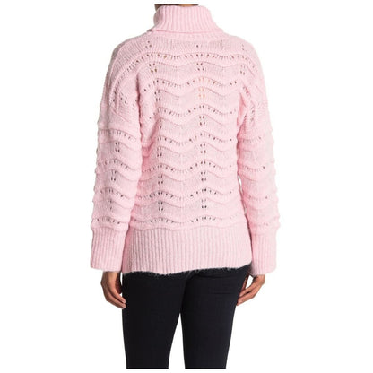 Frnch Paris NWT Cable Knit Turtleneck Sweater Pink F07 Size Small /Medium