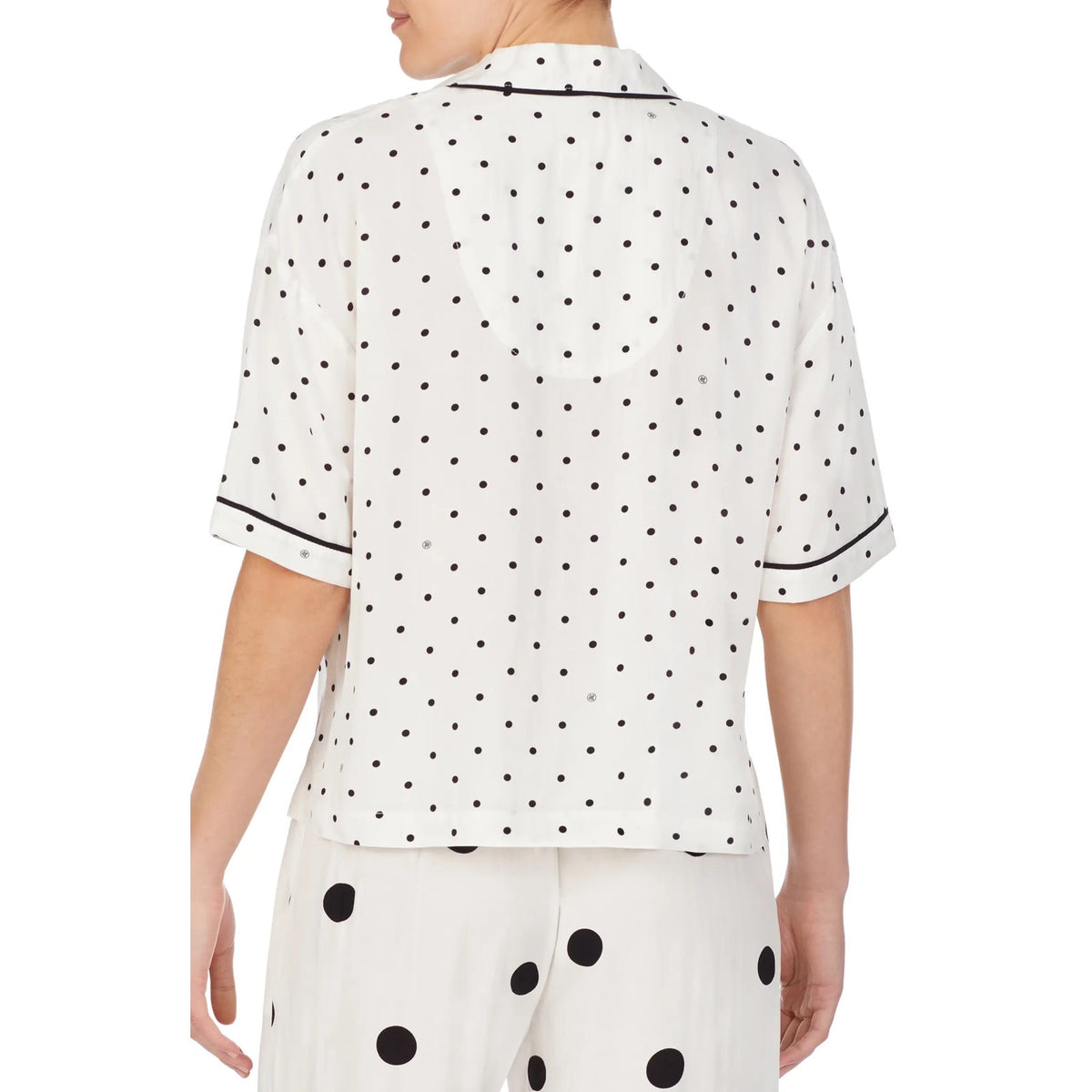 REFINERY29 NWT Piera Crop Pajama Top In Black/white Mini Logo Dot Size 3X