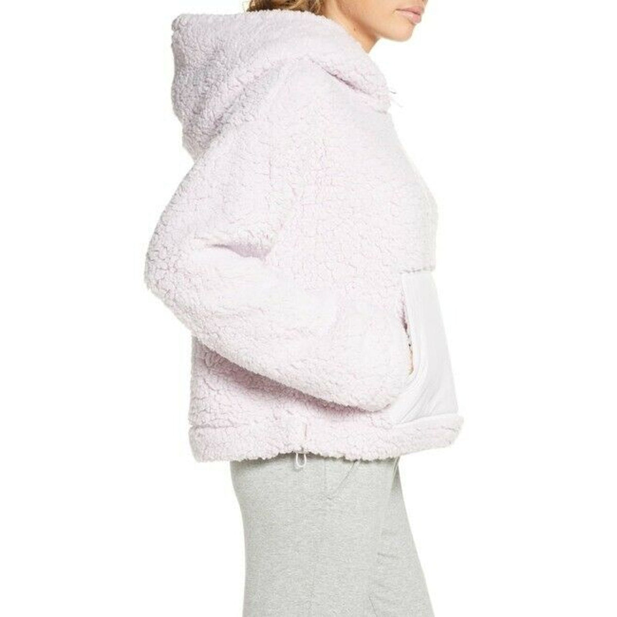 Zella Cassie Faux Shearling Hoodie Toggle-Drawcord Hood Kangaroo Pocket X-Large