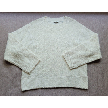 Vince NWT Off White Textured Bouclé Wool Blend Sweater Size XS Piping detail
