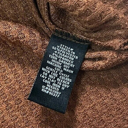 Sanctuary Long Sleeve Thermal Waffle Knit Pullover Shirt Sz Small Rust Brown NWT
