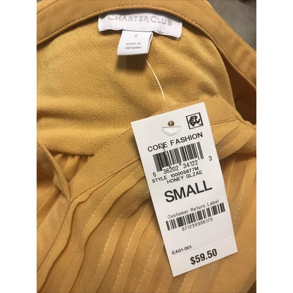 Charter Club NWT Women’s Yellow Honey Glaze Ruffle Sleeve Blouse Size Small